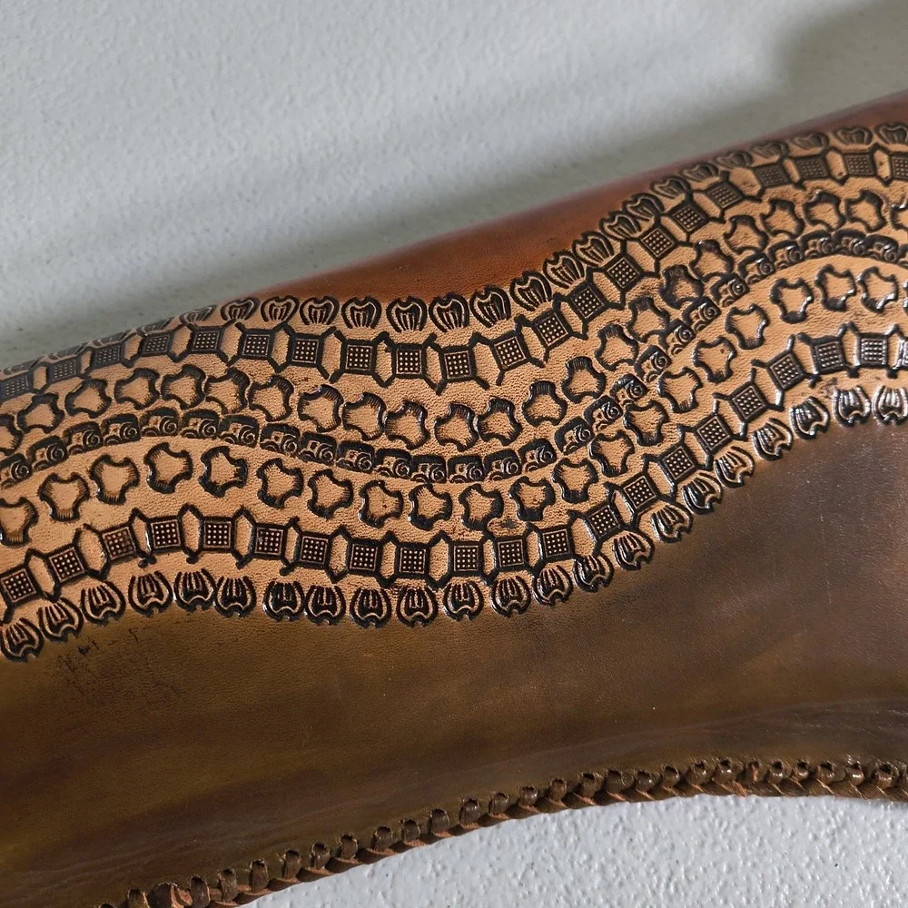 Vintage Hand Tooled Long Horn Skull Leather Rifle/ Shotgun Scabbard / Gun Case